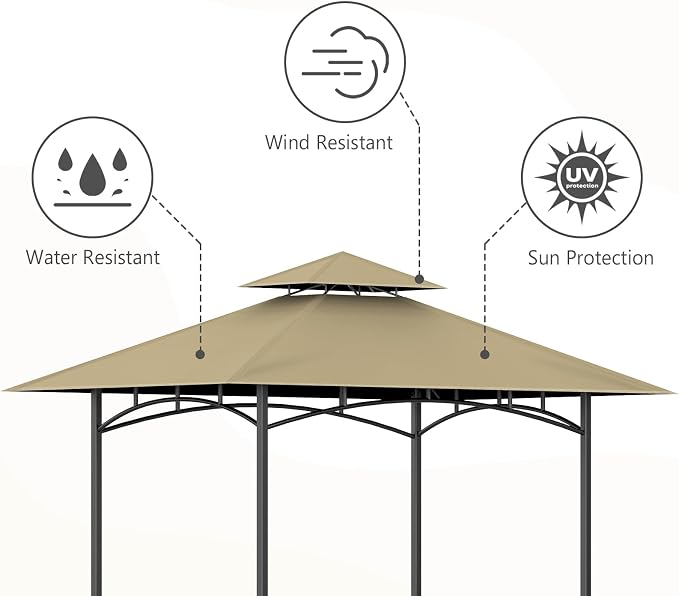Grill Gazebo Canopy Replacement, 5 x 8 Ft, Khaki | Only Fits Model L-GG001PST-F - Image 3