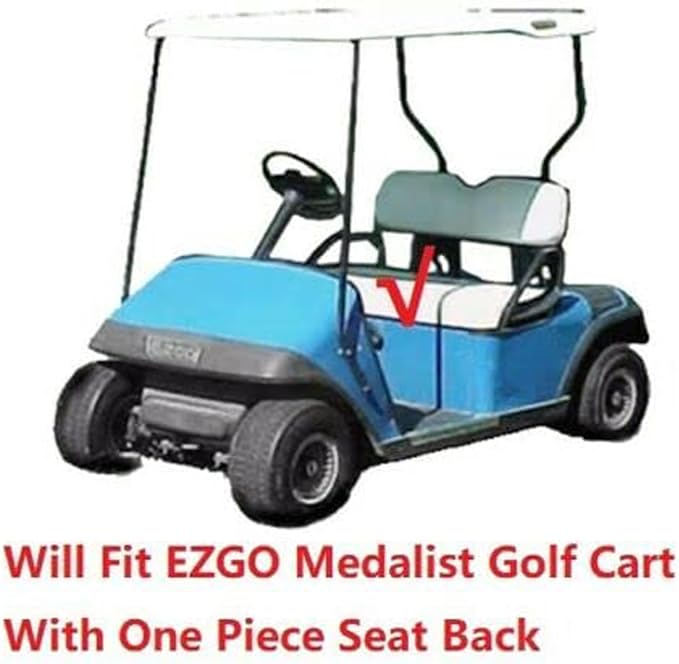 Huskey 4PCS Golf Cart Front Seat Covers for EZGO Medalist/TXT 94-13 Custom Two-Tone Black Diamond Stitching with Black Piping, Marine Grade Vinyl Material, Staple on Design