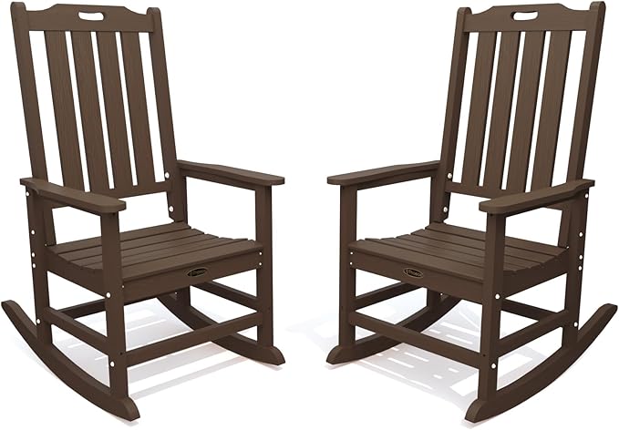 THOEOE Outdoor Rocking Chairs Set of 2, Oversized Patio Rocking Chair | HDPE by THOEOE
