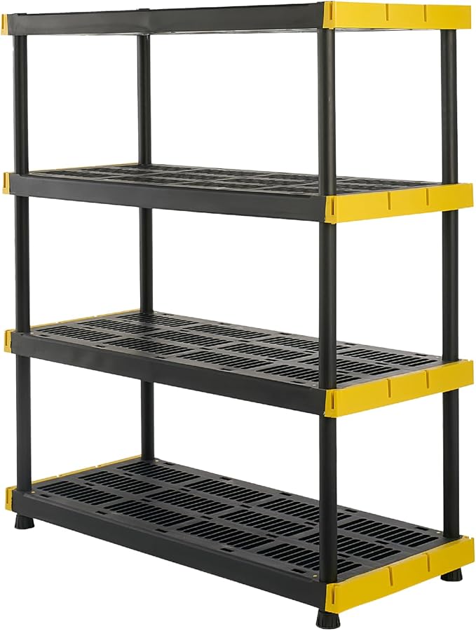 CX 4-Tier Heavy Duty Plastic Storage Shelves by BLACKYELLOW