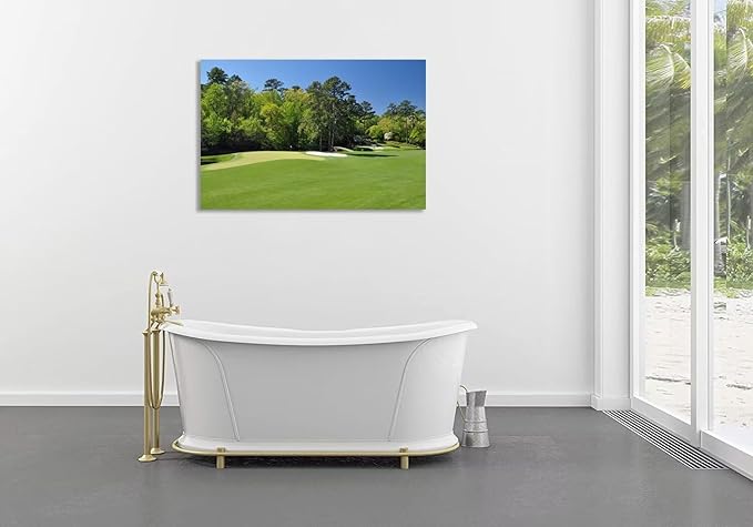 Augusta National Golf Club 11th Hole Wall Art - Augusta Golf Course Wall Art for Living Room Bedroom Bathroom - Augusta Golf Course Picture Poster Canvas Prints Framed Ready to Hang(24''H x 36''W)