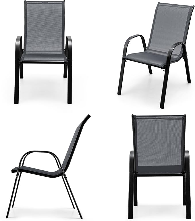 S AFSTAR Outdoor Chairs Set of 4, Stackable Patio Chairs - Image 9