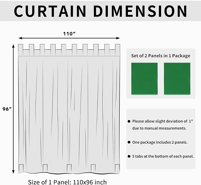 Easy-Going Outdoor Patio Curtains 2 Panels, 110x96 inch, Porch and Pergola - Image 6