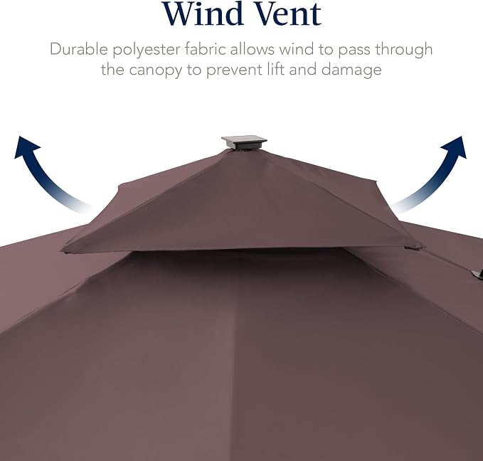 Best Choice Products 9x12ft LED Cantilever Patio Umbrella w/Base Included & - Image 7