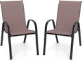 Giantex Patio Chairs Set of 2, Stackable Outdoor Dining Chairs by Giantex
