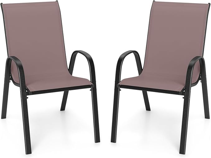 Giantex Patio Chairs Set of 2, Stackable Outdoor Dining Chairs by Giantex