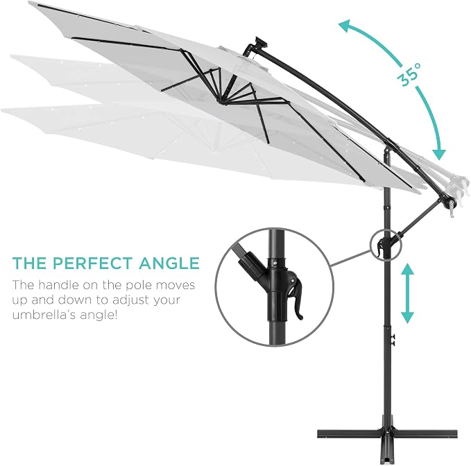 Best Choice Products 10ft Solar LED Offset Cantilever Hanging Market Patio - Image 4