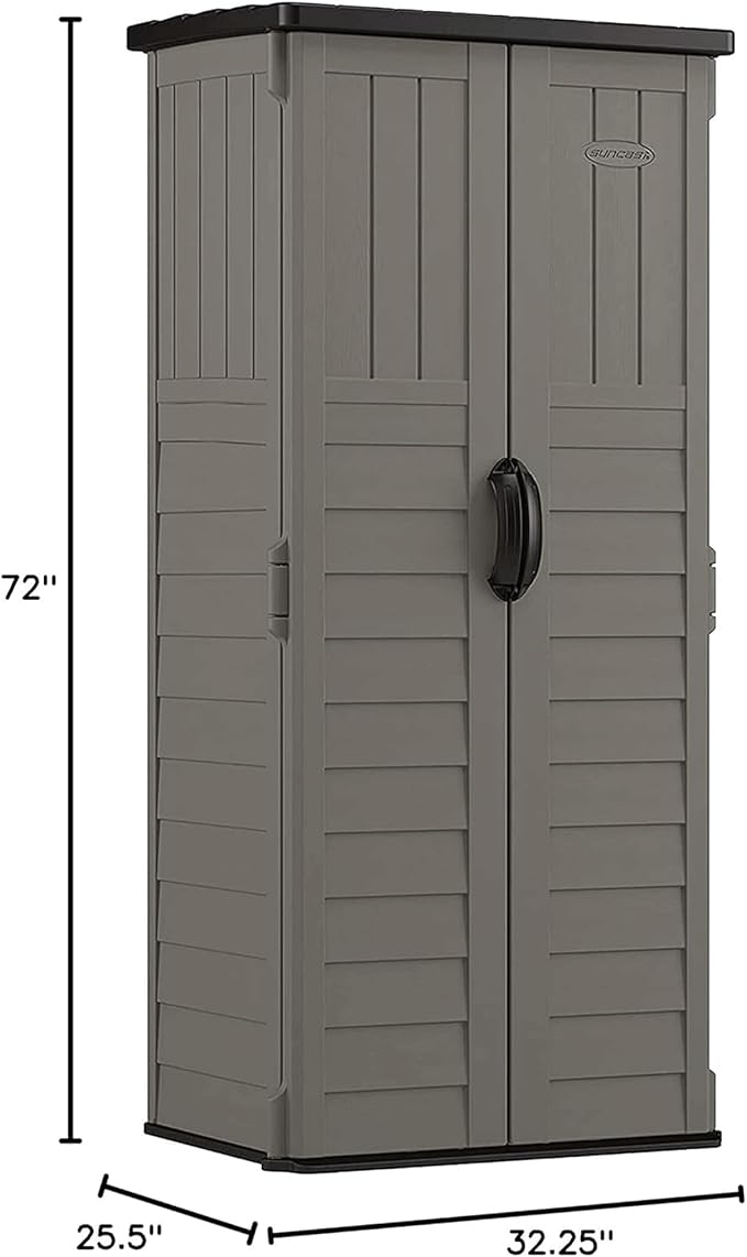 Suncast 22 Cu Ft, Vertical Storage Shed, Pad-Lockable Double Doors - Image 3