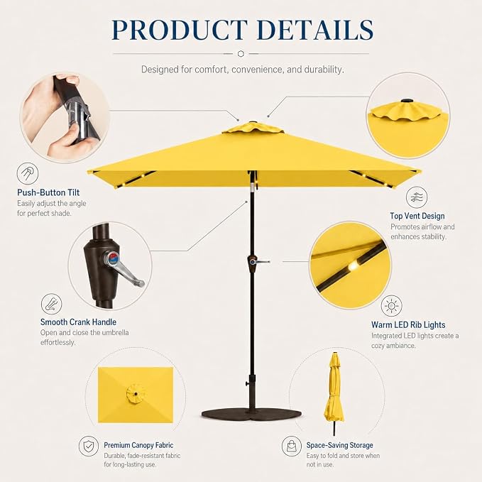6.5 x 10ft Rectangular Patio Umbrella - Image 7