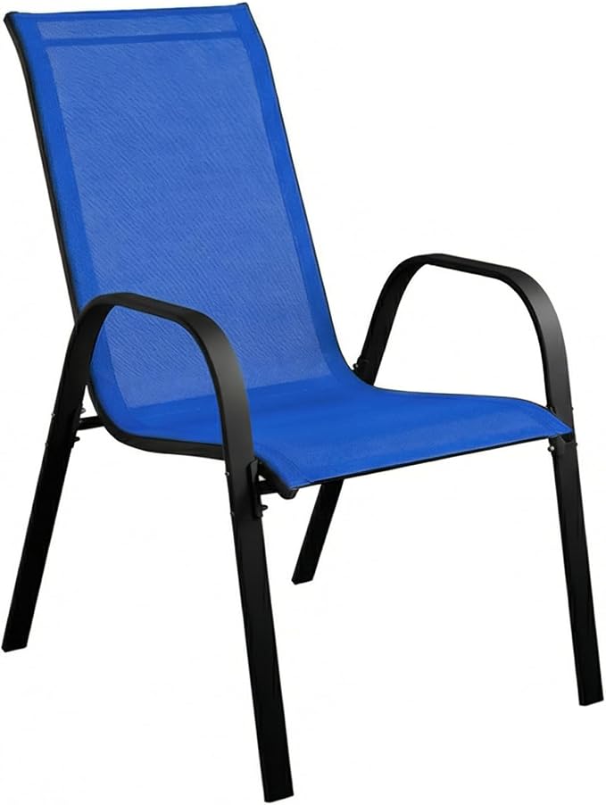 Stackable Patio Chairs Set of 1/2/4, Heavy Duty Metal Frame & Teslin Fabric by Unknown