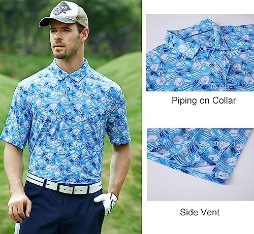 Alex Vando Mens Golf Shirt Moisture Wicking Print Performance Polo Shirt - Image 3