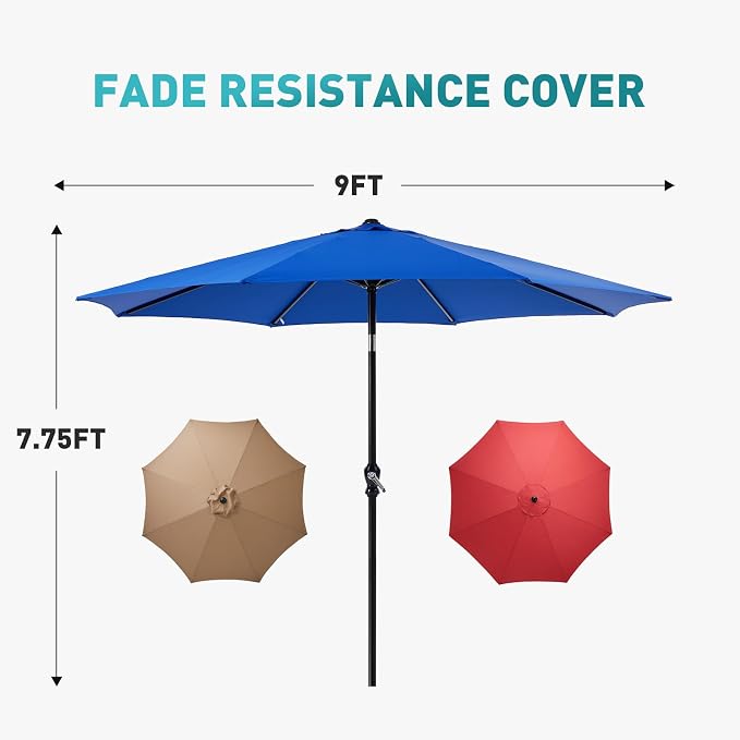 OLIXIS 9ft Patio Table Umbrella, Outdoor Patio Umbrella - Image 8