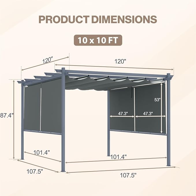 10 x 10 ft Outdoor Pergola - Image 3