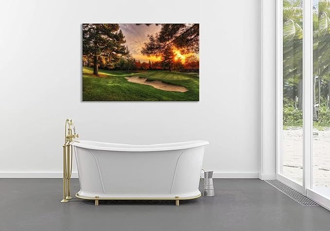 chenchenArt Golf Wall Art for Living Room Bedroom Home Decorations Golf Course and Tree Piture & Poster Picture Poster Canvas Prints Modern Artwork Framed Ready to Hang(12''H x 16''W)