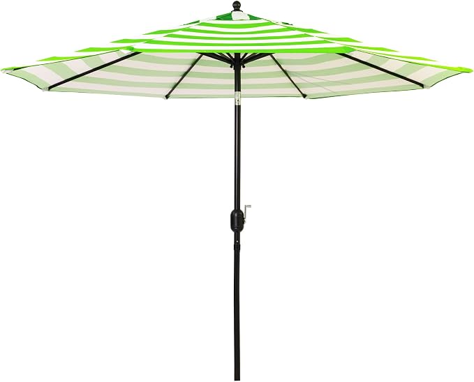 Sunnyglade 9' Patio Umbrella Outdoor Table Umbrella 8 Ribs Green and White | by Sunnyglade