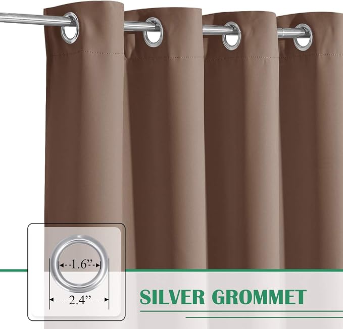 Deck Waterproof Curtains Outdoor W100 x L95 Inch Mocha, 1 Panel | Extra Wide - Image 2