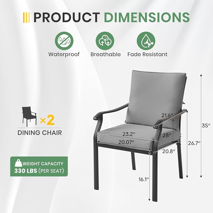 LVUYOYO Outdoor Patio Dining Chairs Set of 2, Metal Stackable Chairs Set - Image 3