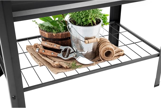 Raised Garden Bed with Legs and Shelf, Standing Raised Beds - Image 9