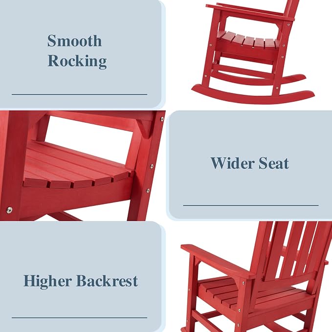 Outdoor Rocking Chairs Set of 2, Oversized Porch Rocker | Weather Resistant - Image 4