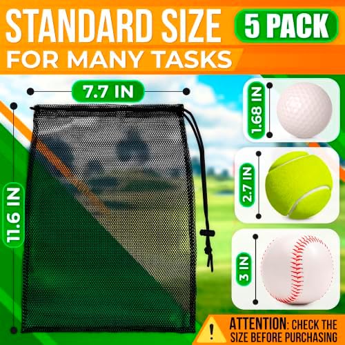Jambala Mesh Drawstring Bags 5 Pcs, Nylon Net Sacks, 11.8 x 7.48 In - Image 2