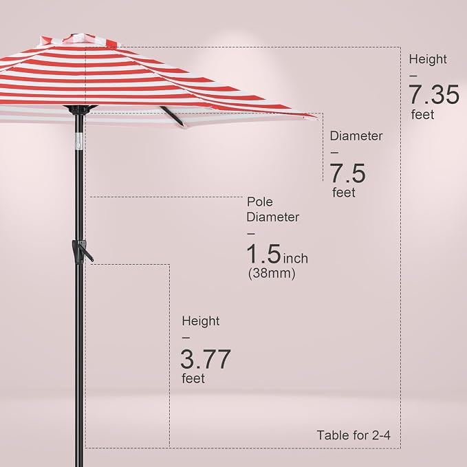 Tempera Patio Market Outdoor Table Umbrella - Image 5