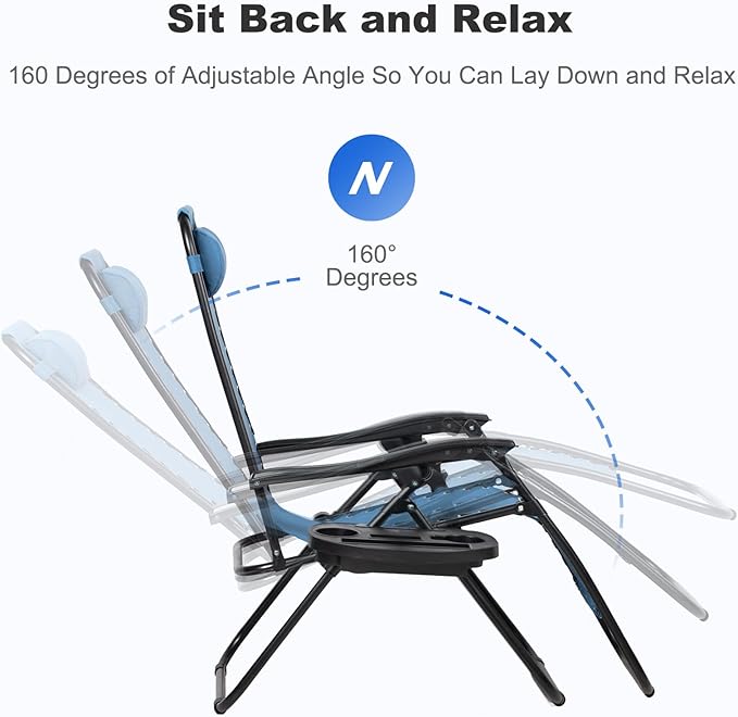 Nazhura Set of 2 Relaxing Recliners Patio Chairs Adjustable Steel Mesh Zero - Image 4