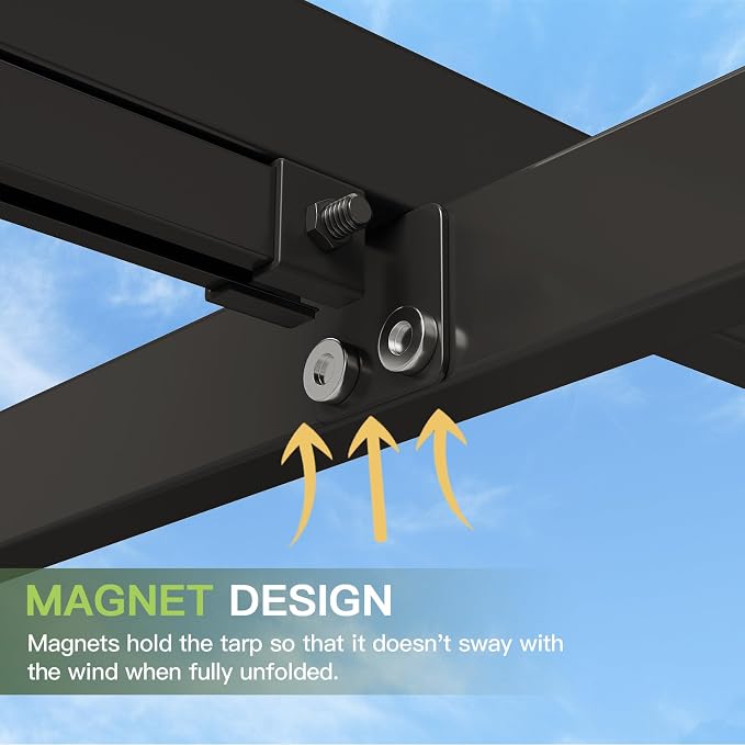 Aoxun 10'x12' Retractable Pergola, Heavy Duty Metal Frame - Image 6