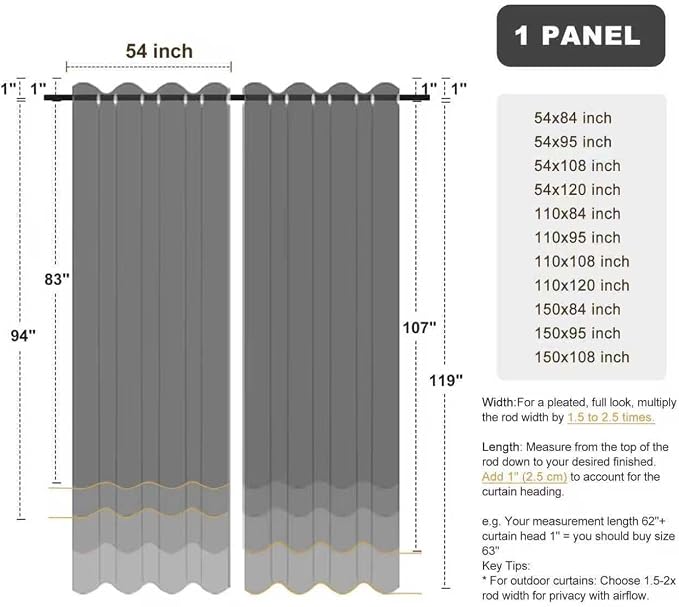 BONZER Outdoor Curtains for Patio Water Resistant | Heavy Privacy Light - Image 9