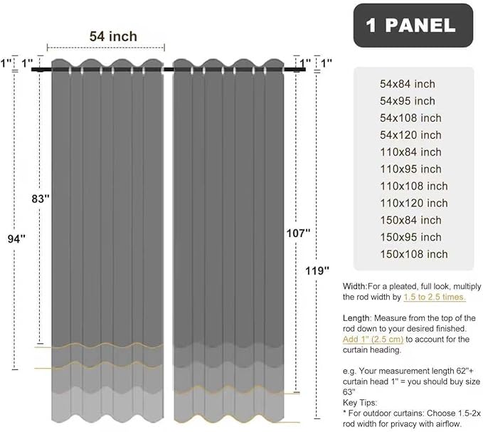 BONZER Outdoor Curtains for Patio Waterproof Thick | Privacy Wide Grommet Light - Image 9
