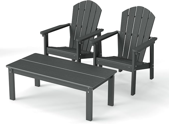Stackable Set, 2 Chairs with 47in Table, All-Weather HDPE, 380 lbs Each+47.2in by nevilywood