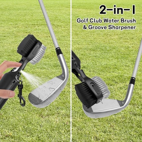 THIODOON 2 Pack Golf Club Brushes and Groove Cleaner 2 ft Retractable Zipline - Image 5