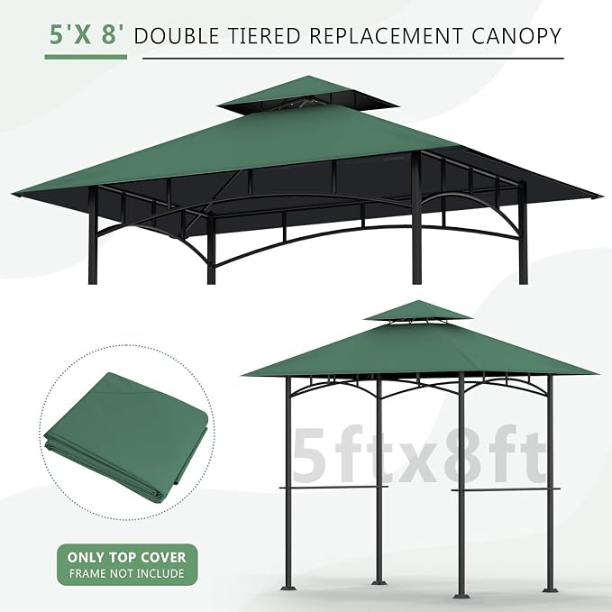 Grill Gazebo Canopy Replacement, 5 x 8 Ft, UV Resistant, Water Resistant - Image 5