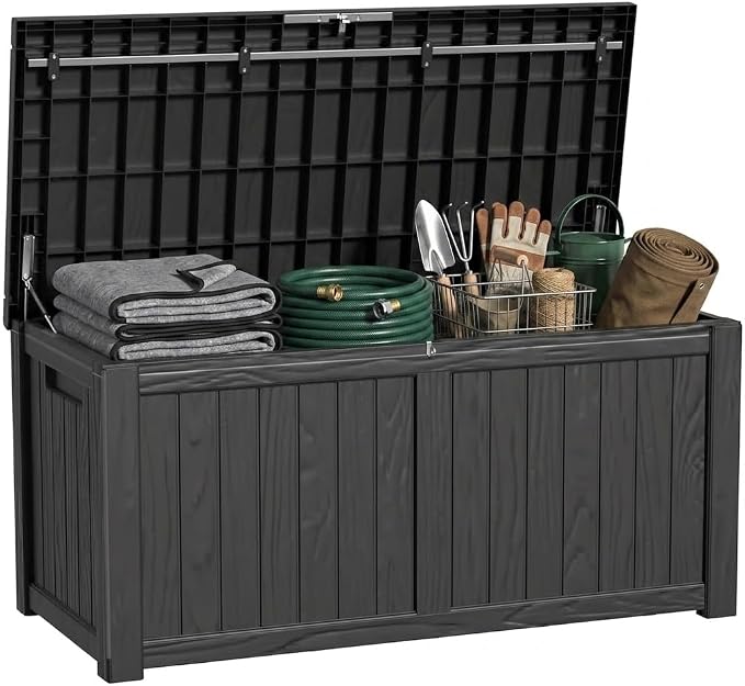 150 Gallon Outdoor Deck Box, Lockable Waterproof Outdoor Storage Boxes by MAIUSCOLI