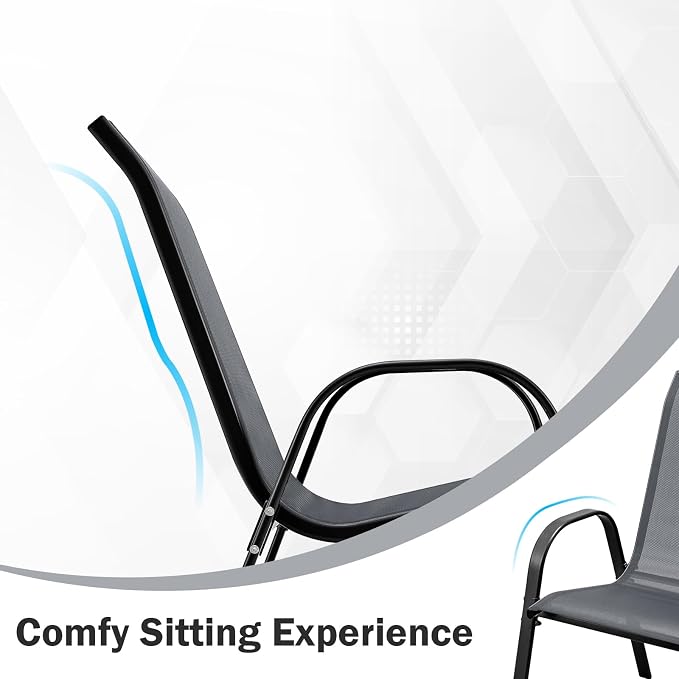 COSTWAY Patio Stackable Dining Chairs Set of 2 - Image 6