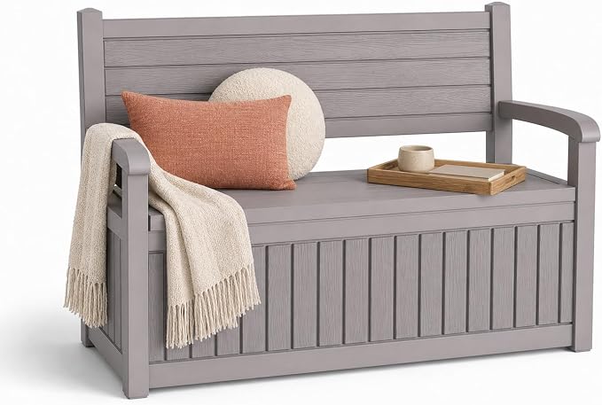 100 Gallon Outdoor Storage Bench Deck Box Waterproof Resin Lockable UV by MAIUSCOLI