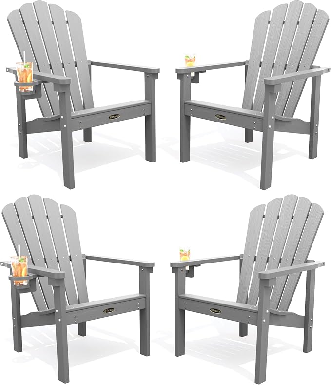 THOEOE Stackable Adirondack Chair Set of 4, Fire Pit Chairs Set of 4 | by THOEOE