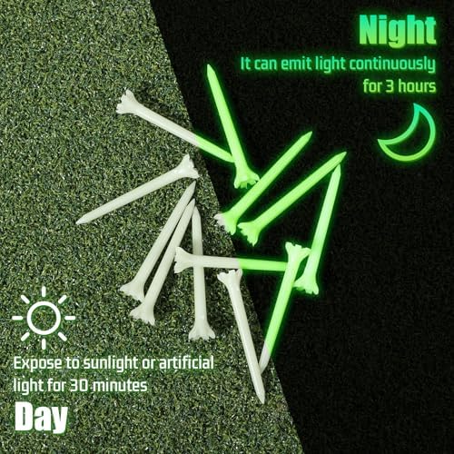 12 Pcs Glow in The Dark Golf Tees, Fluorescent Green Light Up Golf-Tees - Image 4