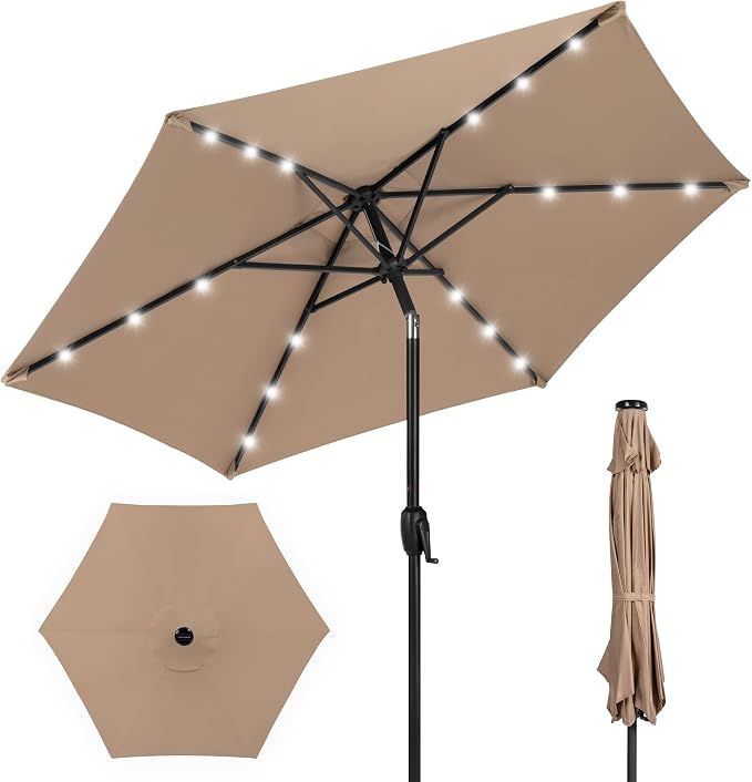 Best Choice Products 7.5ft Solar Umbrella LED Lighted Patio Umbrella, Table by Unknown