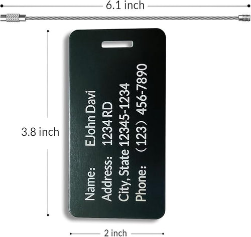 (5 Pack) Custom Personalized Luggage Tags-Customized Unique tag for Suitcase Backpack Travel,Bags (Black (3.8×2))