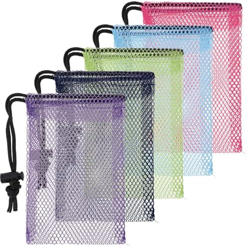 5 Pcs Colorful Drawstring Mesh Bags by Unknown