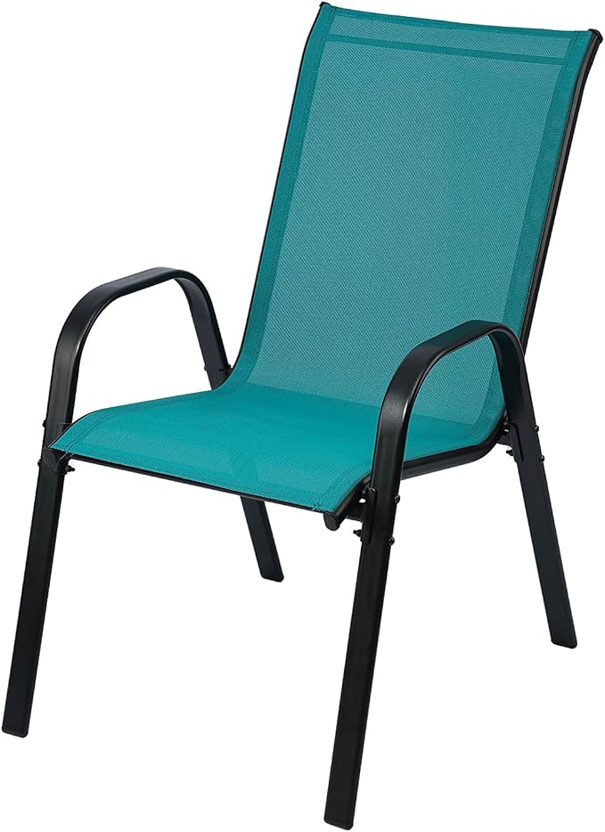 Stackable Patio Chairs Set of 1/2/4, Heavy Duty Metal Frame & Teslin Fabric by Unknown