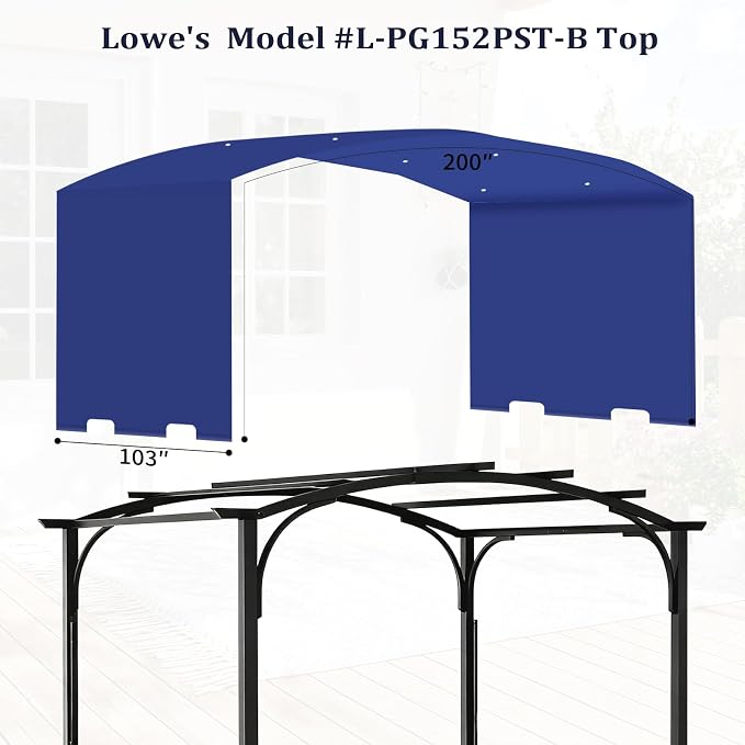 slashome 200" x 103" Pergola Replacement Canopy, Fits L-PG152PST-B, UV Resistant - Image 2
