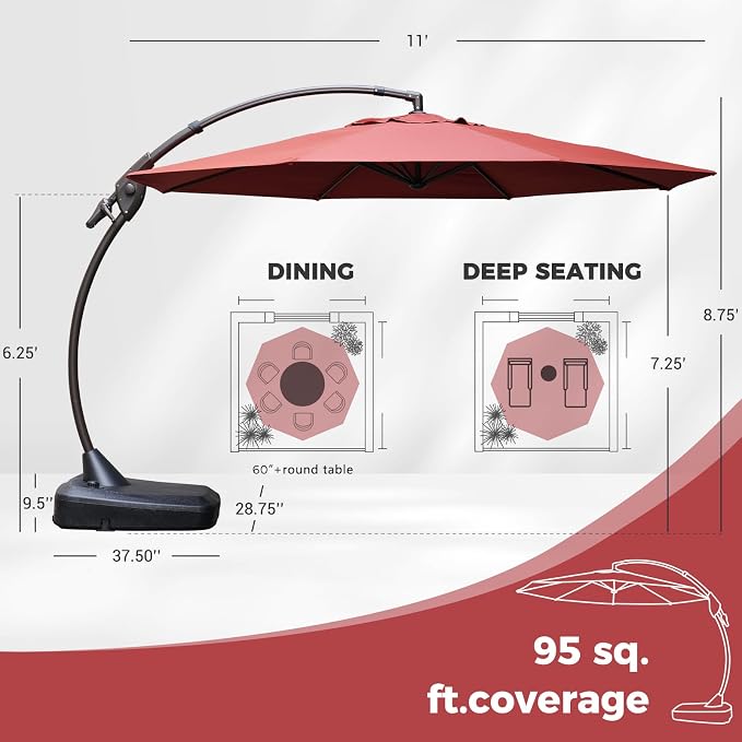 Grand patio 11FT Cantilever Round Umbrella - Image 4