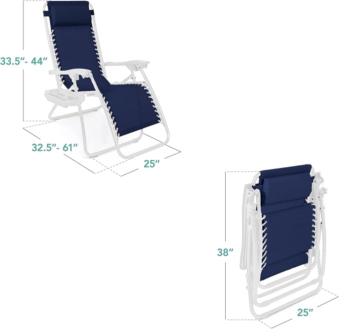 Best Choice Products Set of 2 Adjustable Steel Mesh Zero Gravity Lounge Chair - Image 3