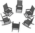 SERWALL Outdoor Rocking Chair Set of 6, Oversized HDPE Rocker, All Weather by SERWALL