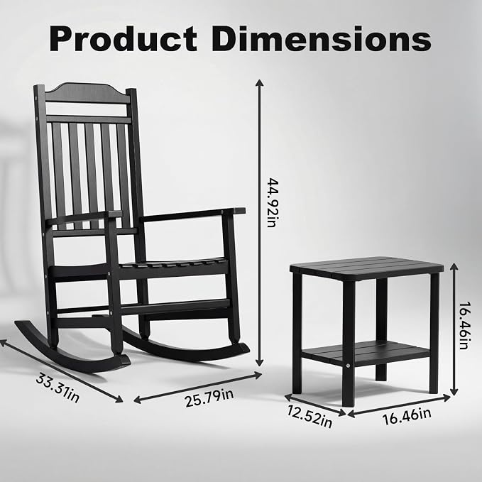 5 Piece Outdoor Rocking Bistro Set, Rocking Chairs Outdoor Furniture, Resin - Image 3