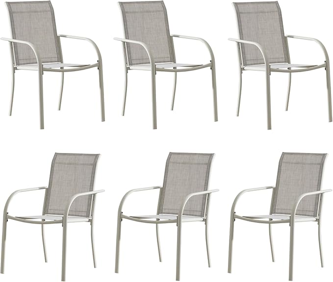Outdoor Dining Chairs Set of 6, Stackable Patio Chairs by Seekverse