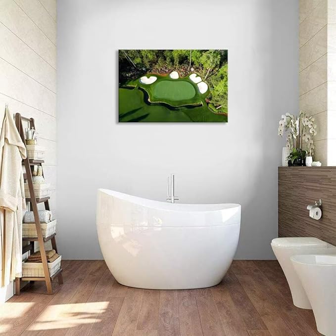 chenchenArt Augusta Golf Course Wall Art for Living Room Bedroom Bathroom Home Decorations Augusta National Golf Course Canvas Prints Modern Artwork Framed Ready to Hang(12''H x 16''W)