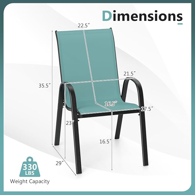 Giantex Patio Chairs Set of 2, Stackable Outdoor Dining Chairs - Image 3