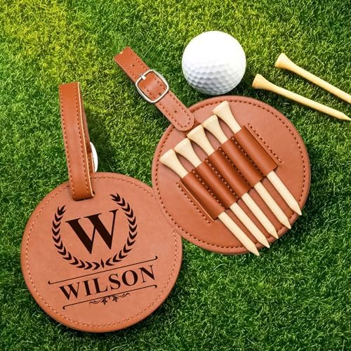 EDSG Personalized Leather Golf Tee Holder Bag Tag - Image 5